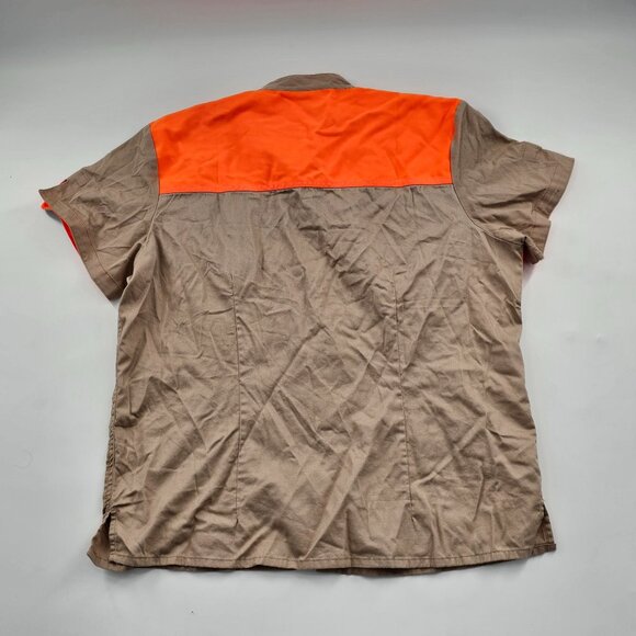 She Safari Shirt Women Beige Orange Pockets Shooting Padded Shoulder Size 2XL - Picture 3 of 4